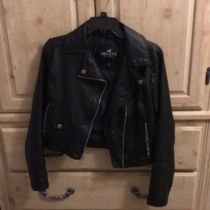 An XS Black Leather Jacket, From Hollister.